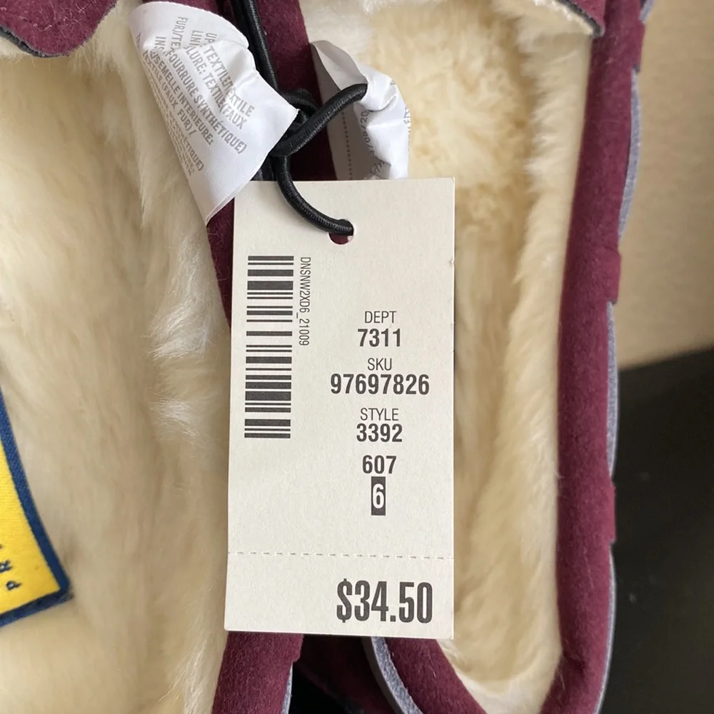 Prince & Fox Fur Lined Shoes, Size US 6W, Maroon, New with Tag - Picture 2 of 9
